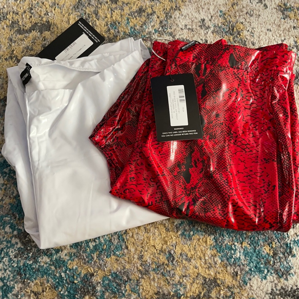 PrettyLittleThings lot of 2 Vinyl Leggings Sz 12